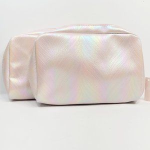 Ulta Beauty Pink Holographic Cosmetic Bag Travel-Makeup Case. 2 Cases Included.
